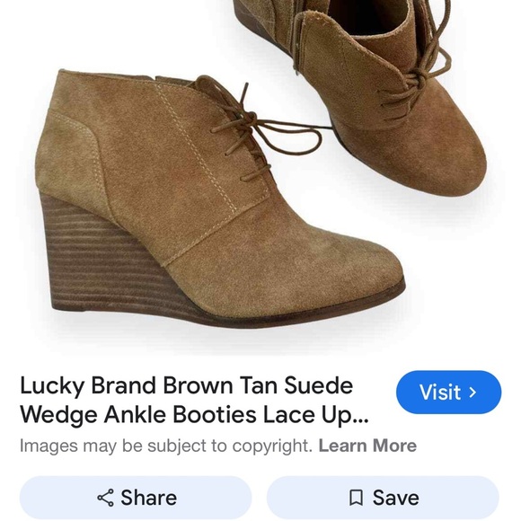 NEW Lucky Brand Women's Bootie 7M Shylow Wedge Beige Suede Lace Up Side Zipper - Picture 12 of 14